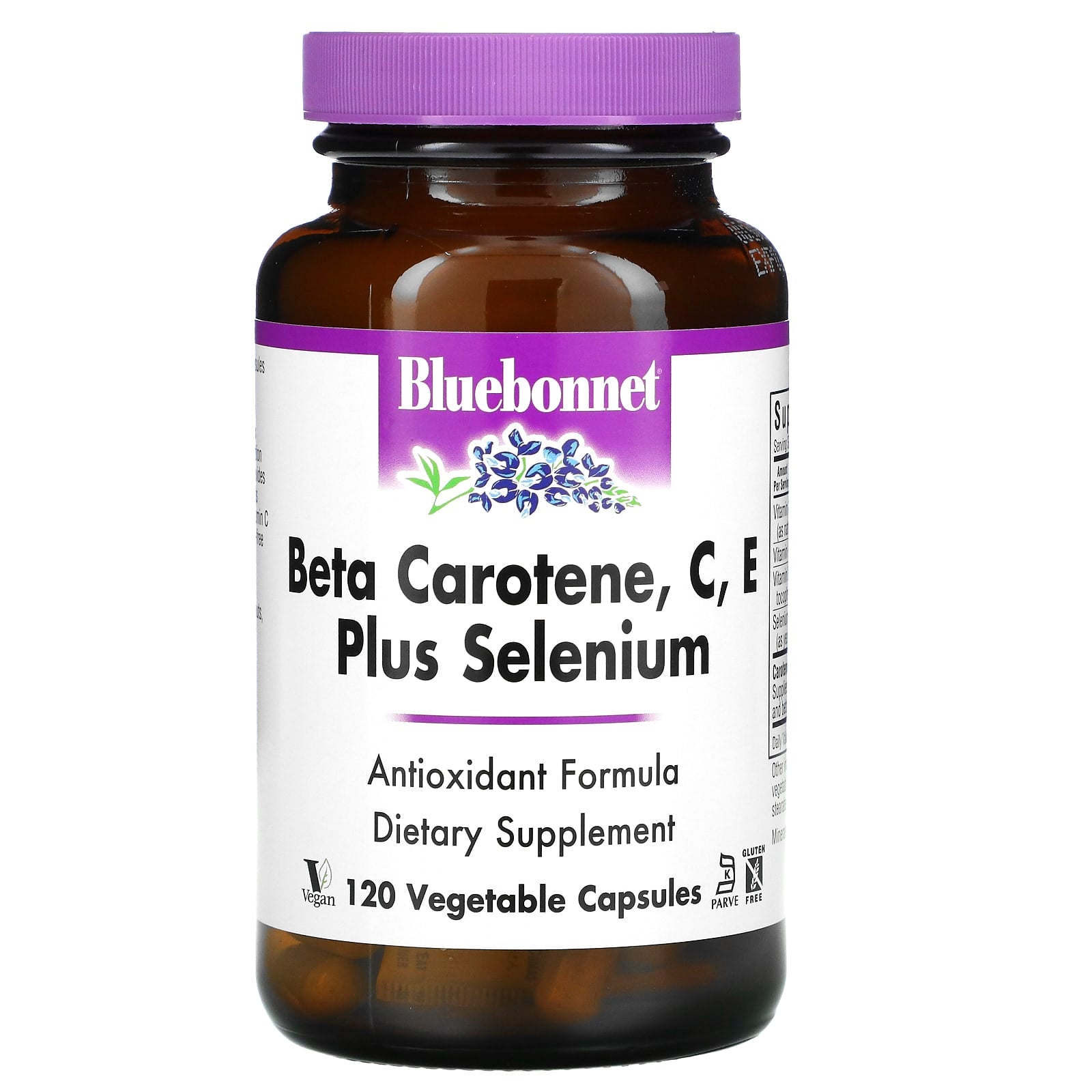 Bluebonnet, Beta-Carotene, C, E Plus Selenium, 120 Vegetable Capsules UPC 743715003224 | HiLife Vitamins